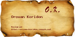 Orovan Koridon névjegykártya